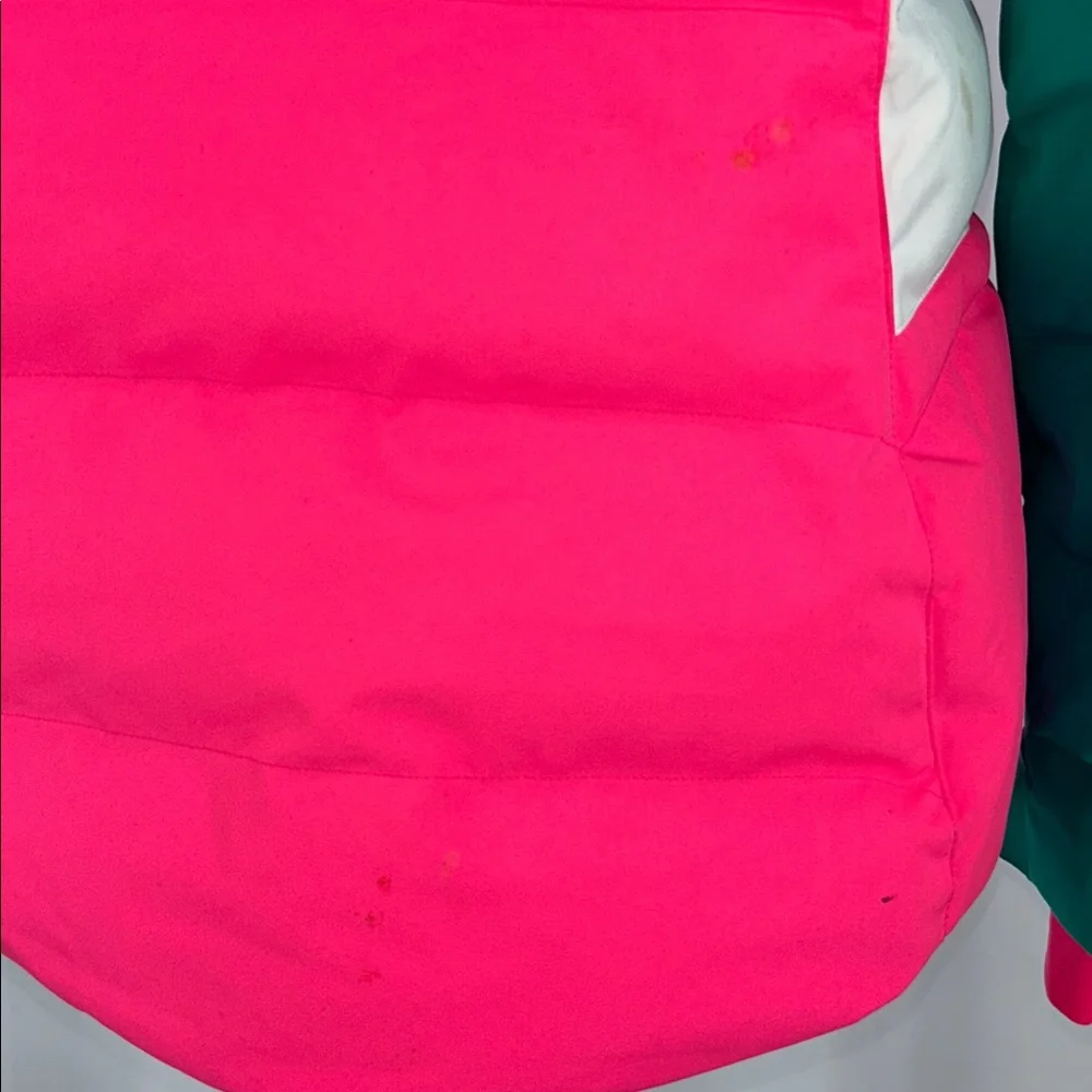 Spyder Girls Insulated Ski Jacket Pink Green Faux Fur Hood Size 16 - Picture 16 of 16